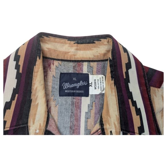 Vtg Wrangler Long Sleeve Shirt Sz‎ XL Snap Aztec Rodeo Cowboy Western Southwest - Picture 8 of 12